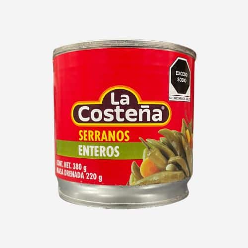 Serrano chili - hele syltede - La Costeña - 380 gr